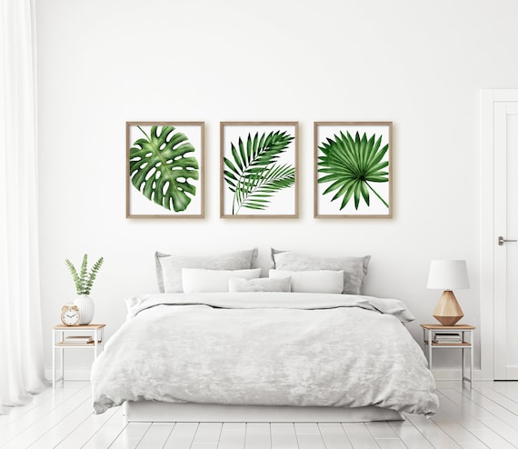Tropical Leaf Prints, Botanical Prints, Monstera Leaf Print, Palm Leaf, Bedroom Wall Art, Living Room Decor, Plant Lover,