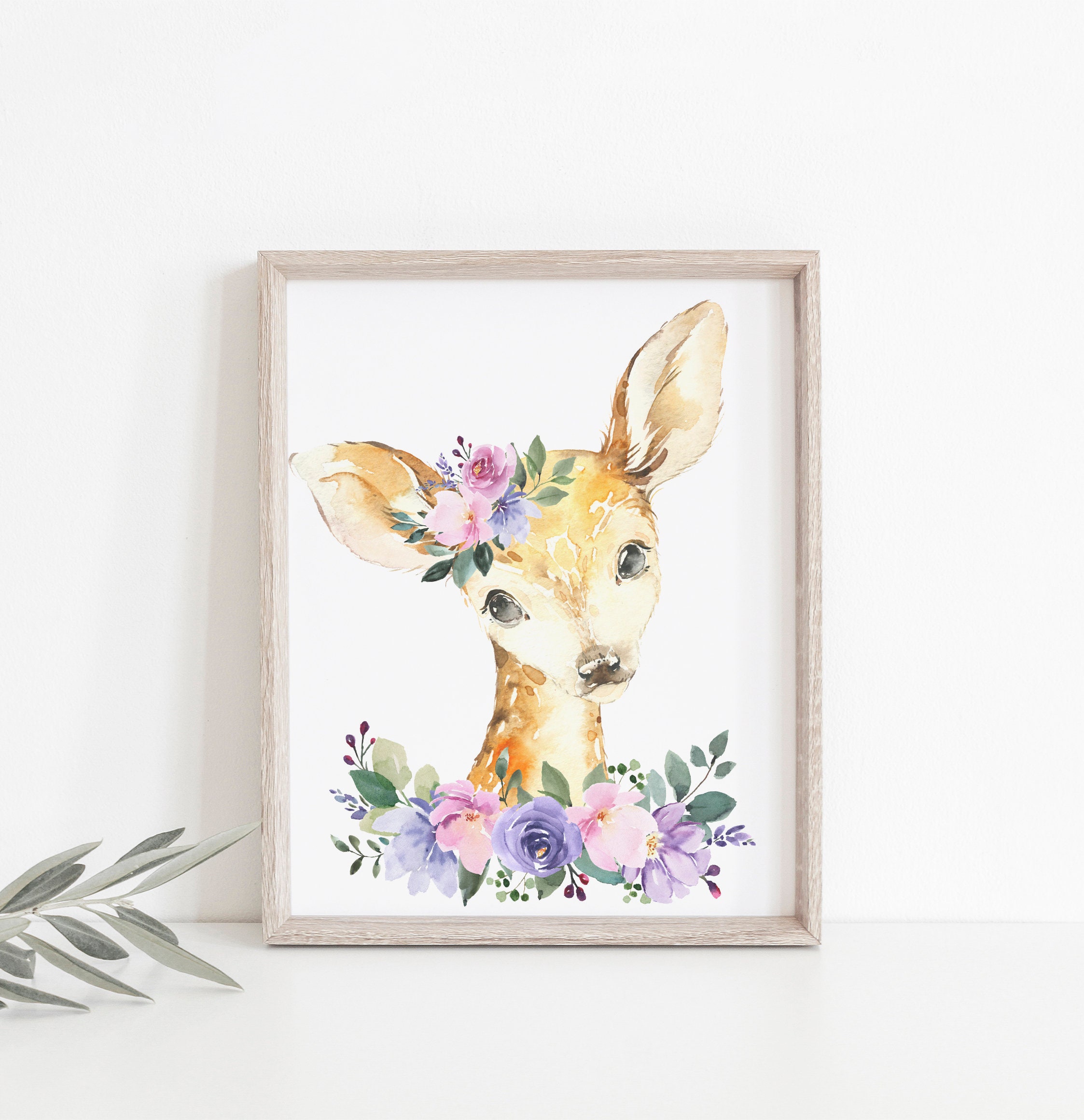 Baby Girl Nursery Wall Art, Lavender Pink Floral Prints, Woodland ...
