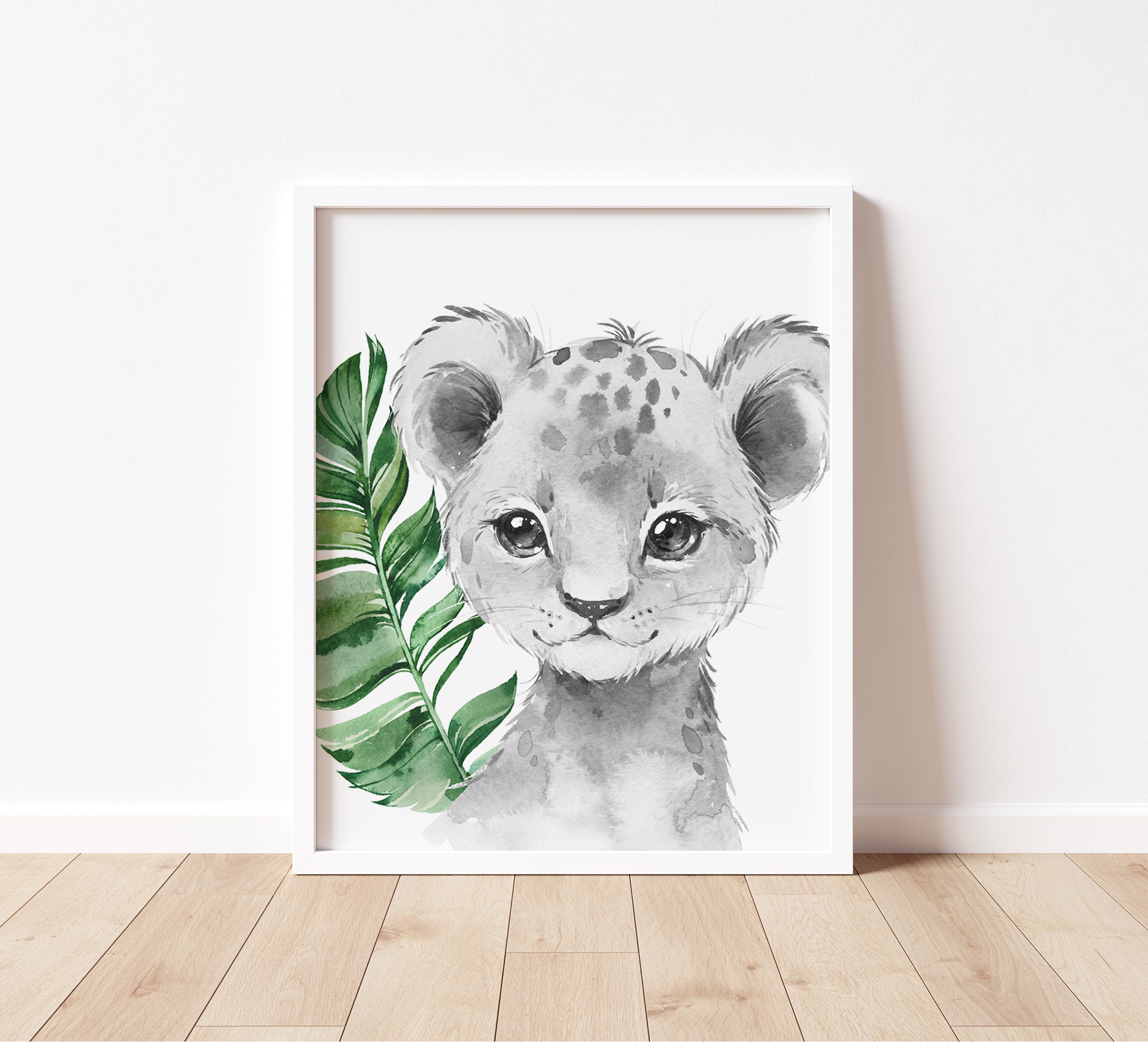 6 Gray Safari Animal Nursery Prints Grey Nursery Greenery Etsy
