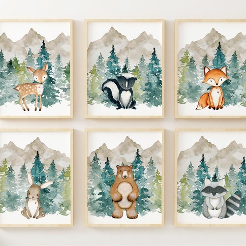 Baby Nursery Art Woodland Nursery Animals Baby Room Decor Etsy