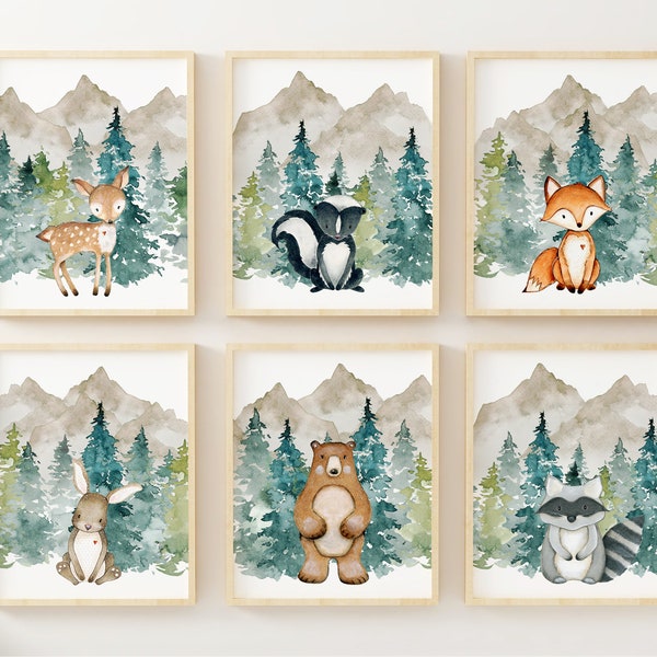 Woodland Animals Nursery Print, Woodland Nursery Decor, Boy Woodland Nursery Wall Art, Forest Animals, Baby Shower Gift, New Mom Gift,