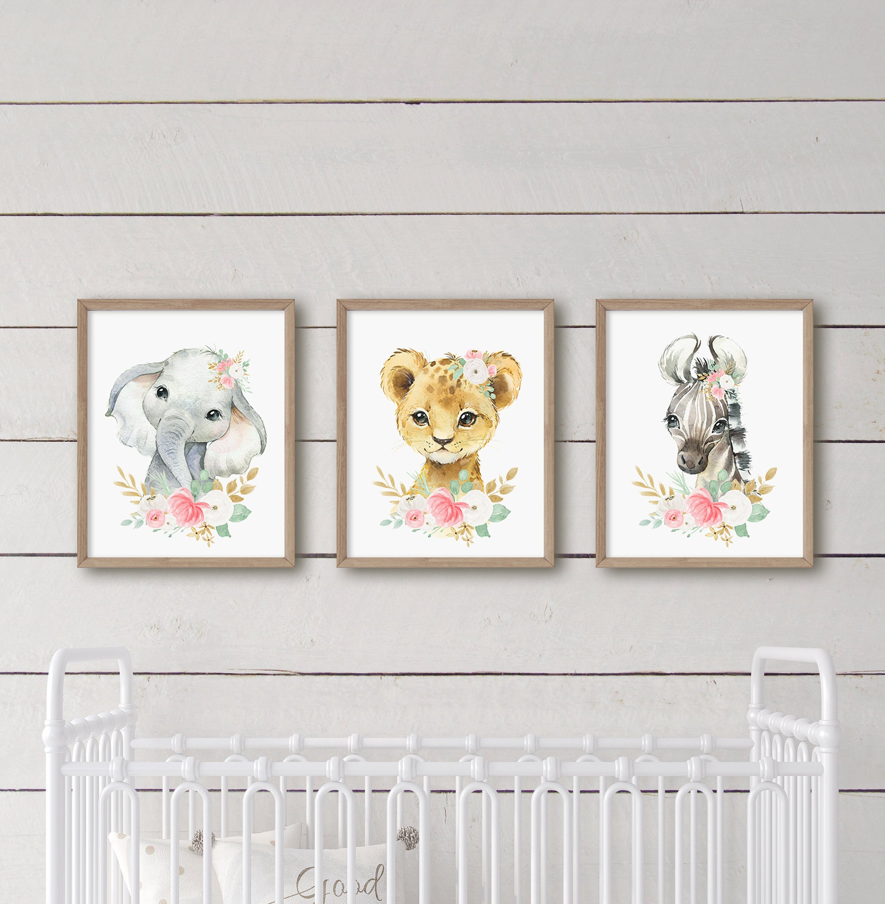 Set of 3 Safari Animal Prints, Nursery Wall Decor, Watercolor Jungle ...