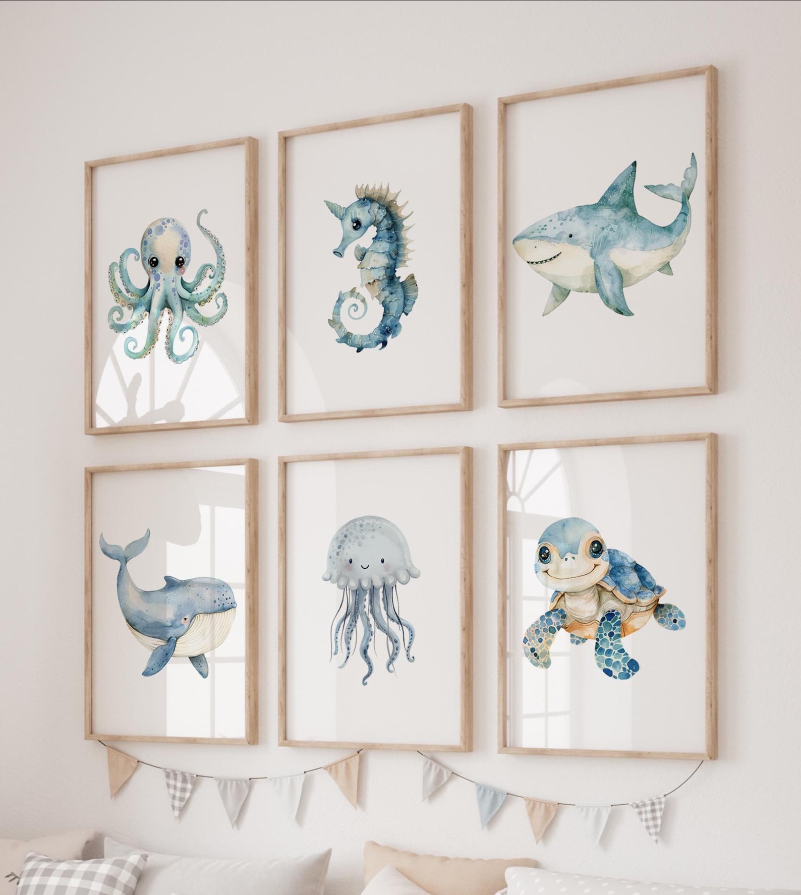 Ocean Animal Prints Set of 6 – Under the Sea Nursery Wall Art - Etsy