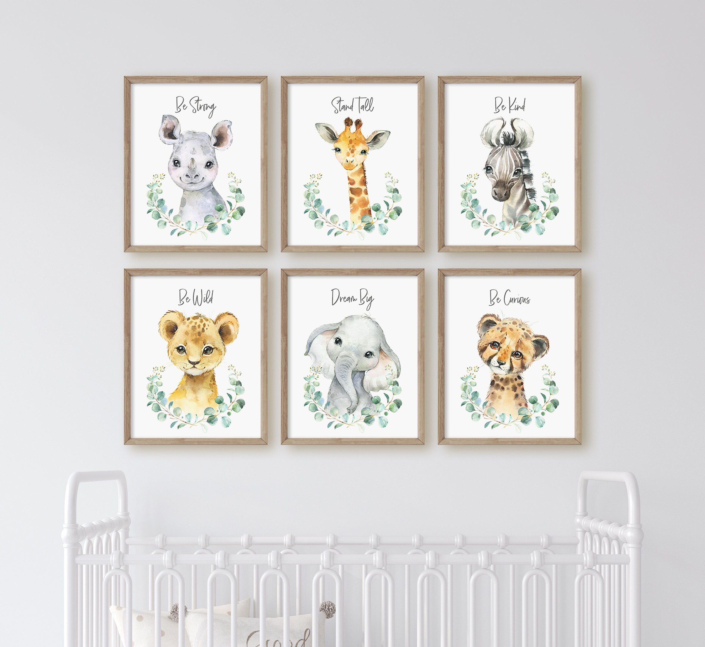 Set of 6 Baby Boy Nursery Wall Art Watercolor Jungle Animals | Etsy