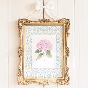 Pink Hydrangea Print, Chinoiserie Wall Art, Hydrangea Print, Grand Millennial Art, Hydrangea Painting, Botanical Art, Livingroom Wall Art,