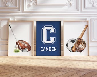 Personalized Sports Nursery Wall Art, Sports Nursery Prints, Kids Sports Wall Decor, Kids Room Art Print, Custom Sports Decor, Sports Poster