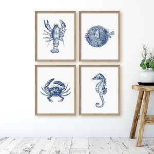Beach House Wall Decor, Coastal Decor, Nautical Prints, Ocean Life Wall ...
