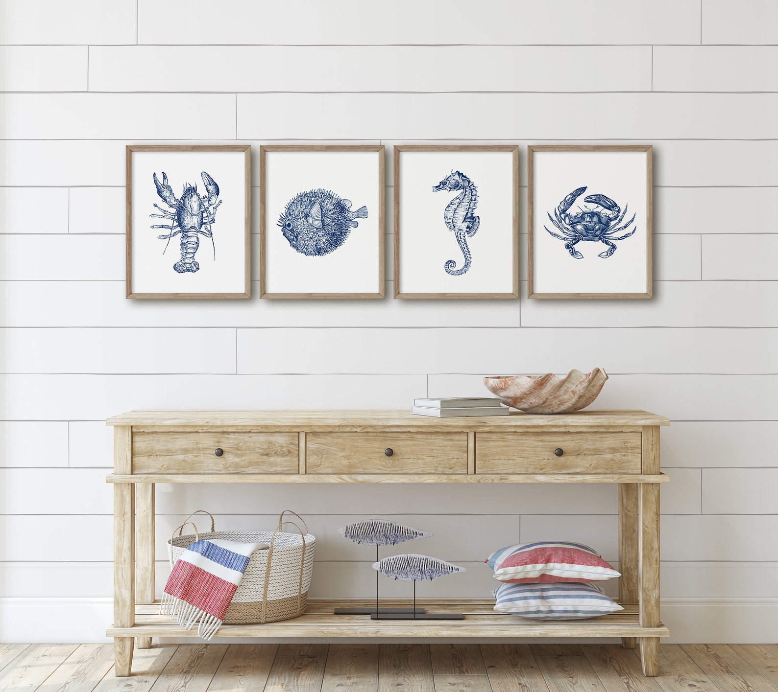 Beach House Wall Decor, Coastal Decor, Nautical Prints, Ocean Life Wall ...