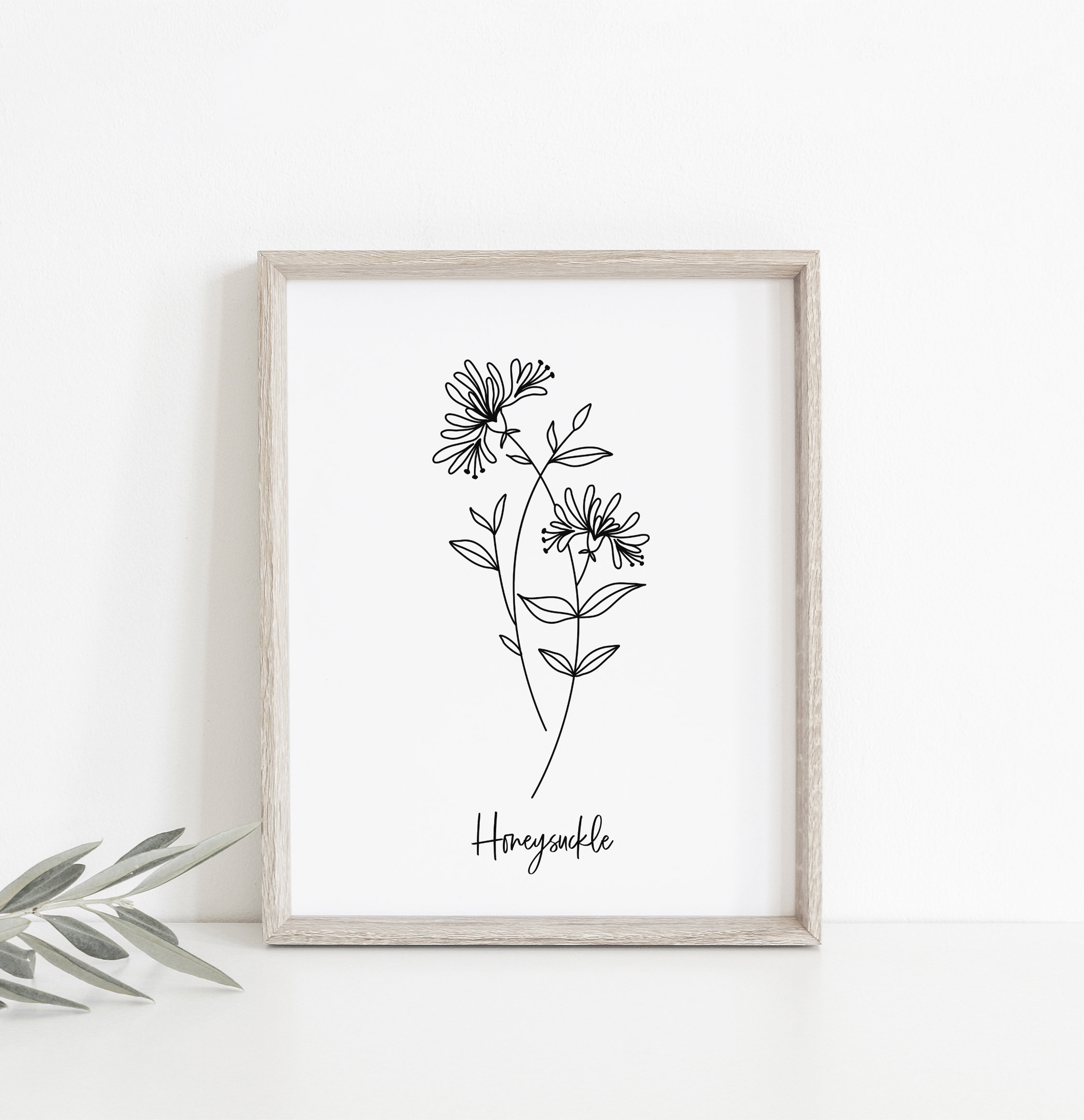 Black and White Birth Flower Print, Line Art Drawing, Honeysuckle, Living  Room Decor, Minimal Decor, Home Decor, Modern Art, Modern Prints, - Etsy