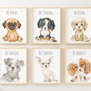 Baby Boy Nursery Puppy Prints, Nursery Wall Decor, Dog Portrait Print, Cute Baby Animals, Puppy Nursery, Dog Lover Gift, Nursery Wall Art,