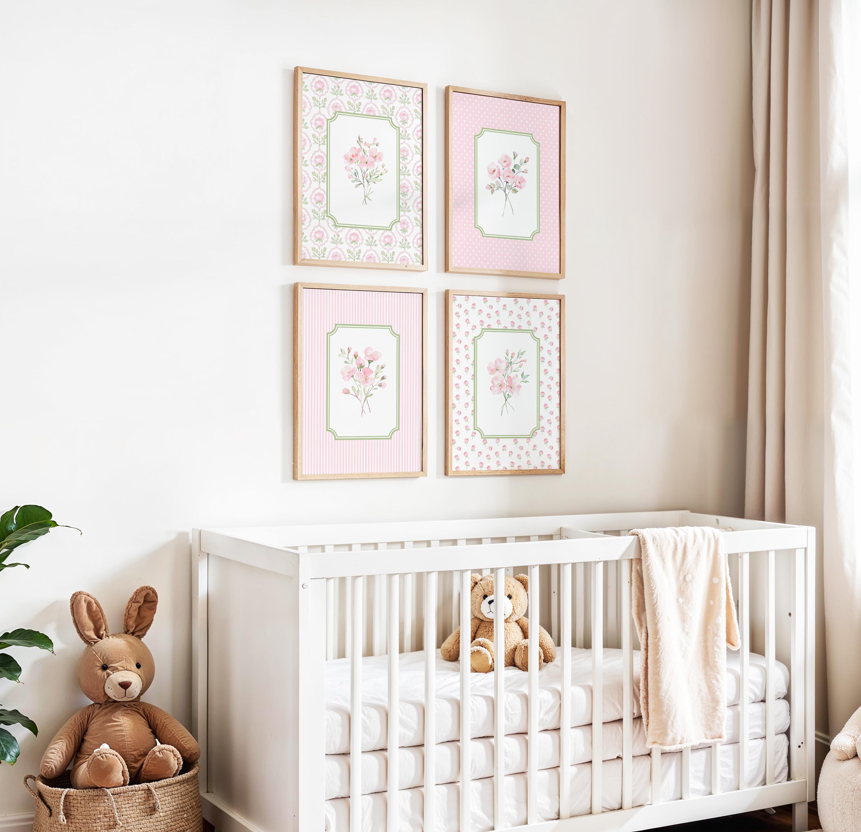 Set of 4 Floral Nursery Print, Grandmillenial Baby Girl Room Decor ...