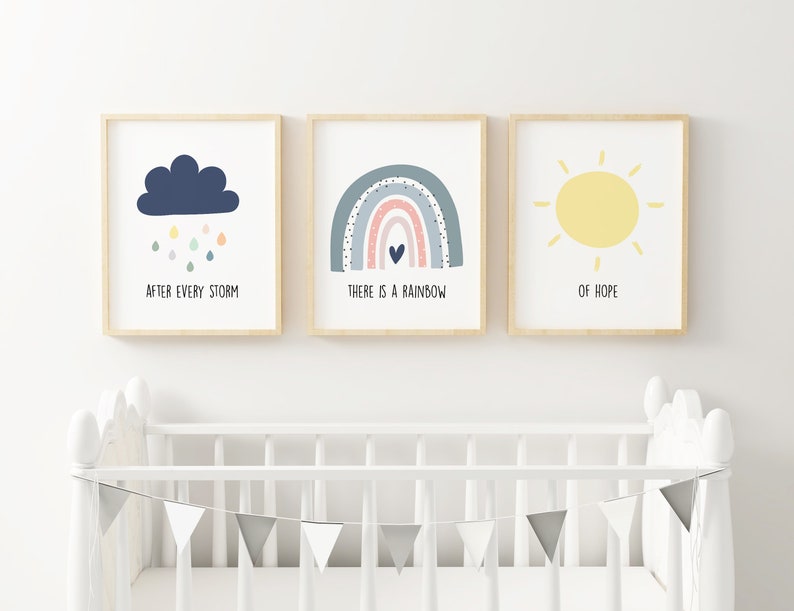 Rainbow Baby Nursery Prints Baby Nursery Wall Art Printable Etsy