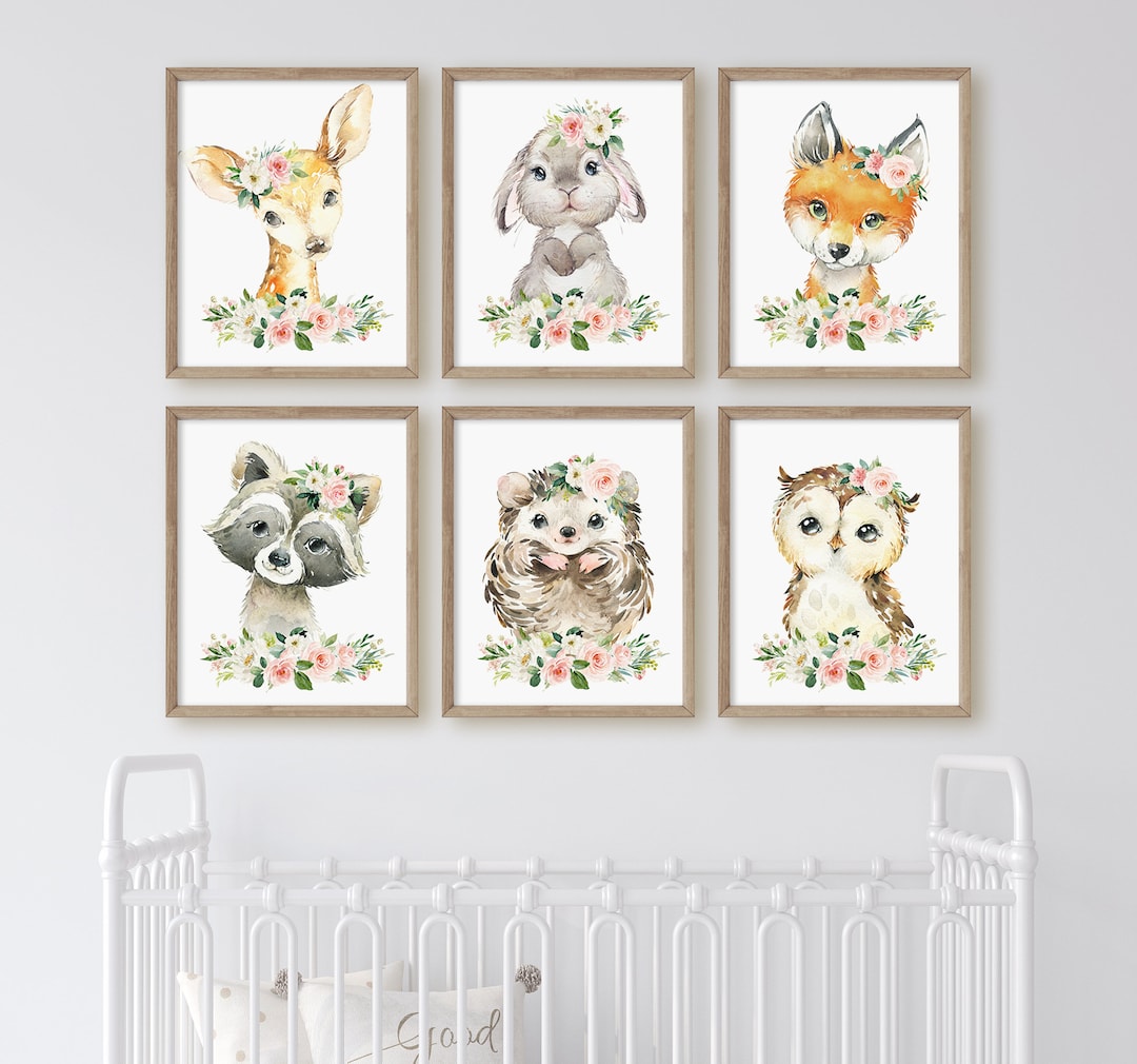 Baby Girl Nursery Wall Art, Woodland Animal Prints, Girls Room Decor ...