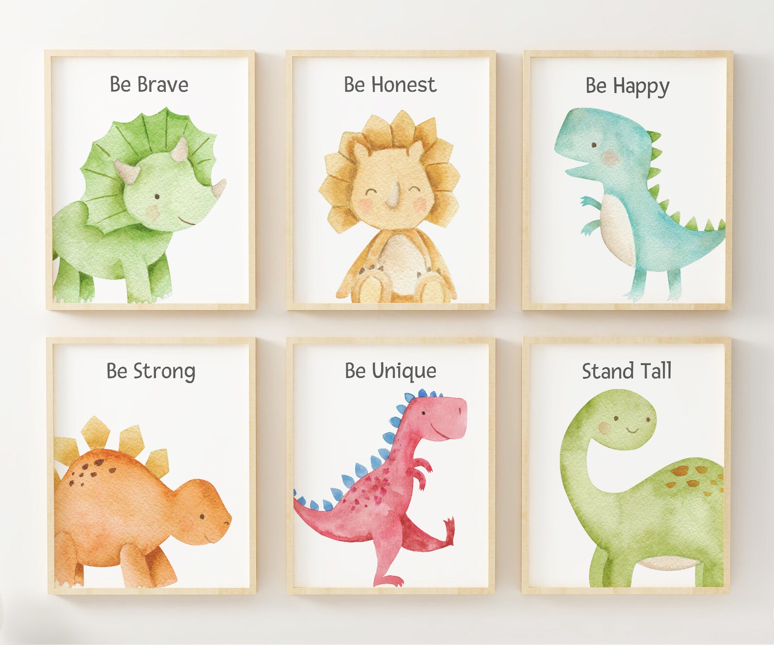 Set of 6 Boy Nursery Dinosaur Prints, Nursery Wall Art, Dinosaur Decor ...