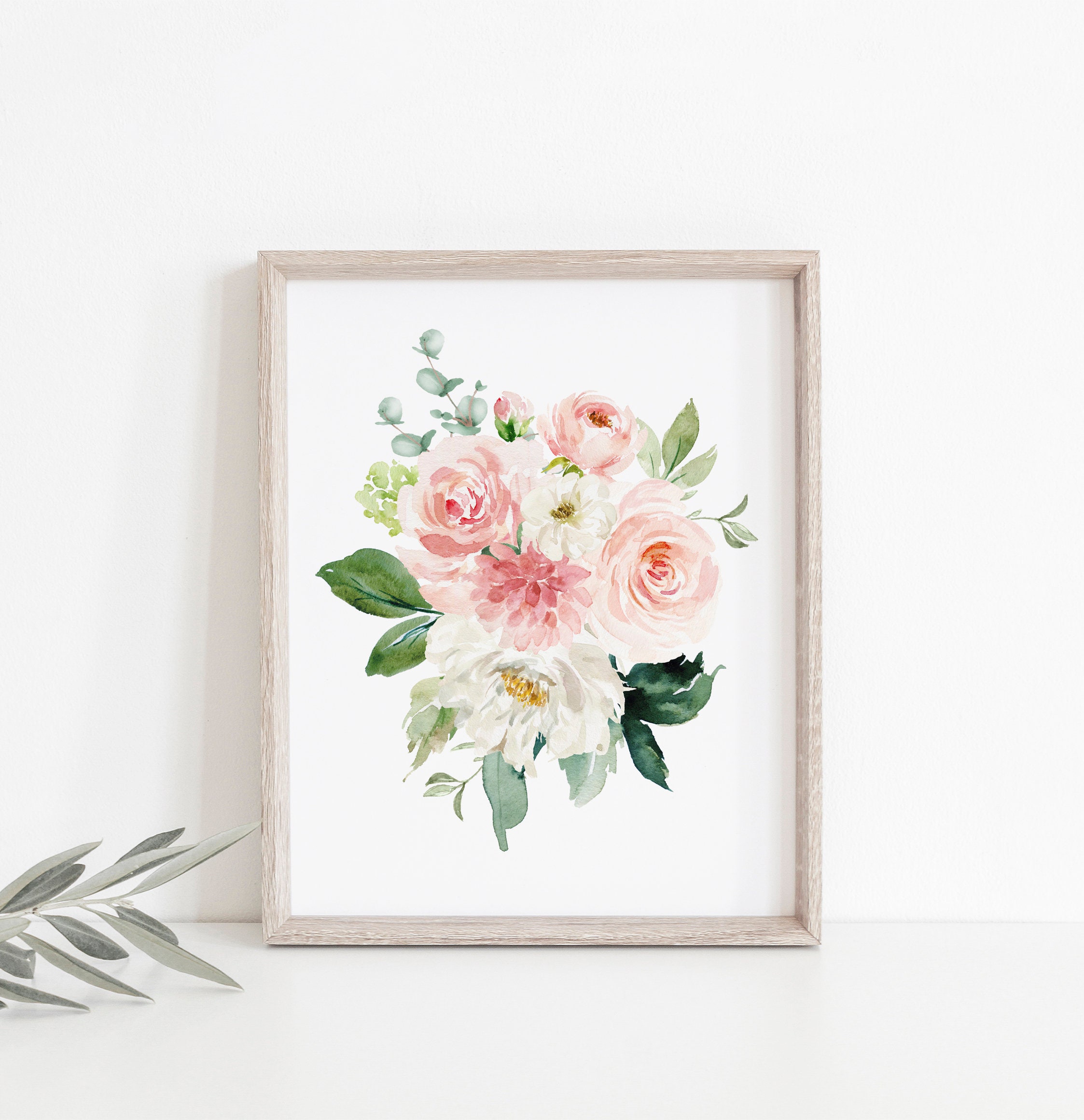 Girl Nursery Blush Pink Watercolor Floral Bouquets Watercolor - Etsy