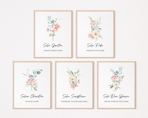 Set van 5 Solas Christelijke Prenten Reformatie Print Kerk Wall Decor Home Decor Gereformeerde Theologie Print Schrift Bijbel Afdrukbare Kunst Etsy Nederland