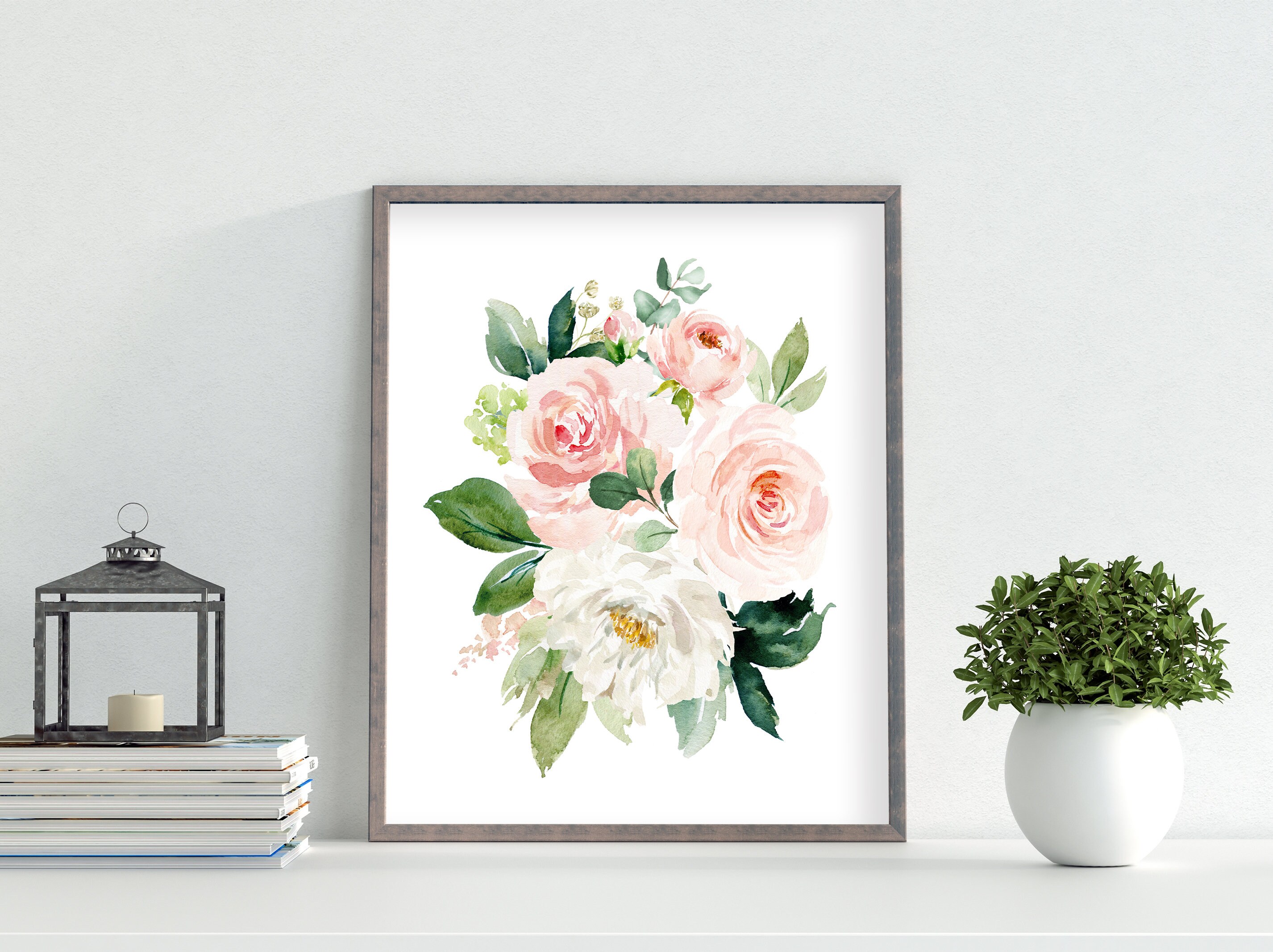Baby Girl Nursery Art Prints Gold Monogram Watercolor Floral - Etsy