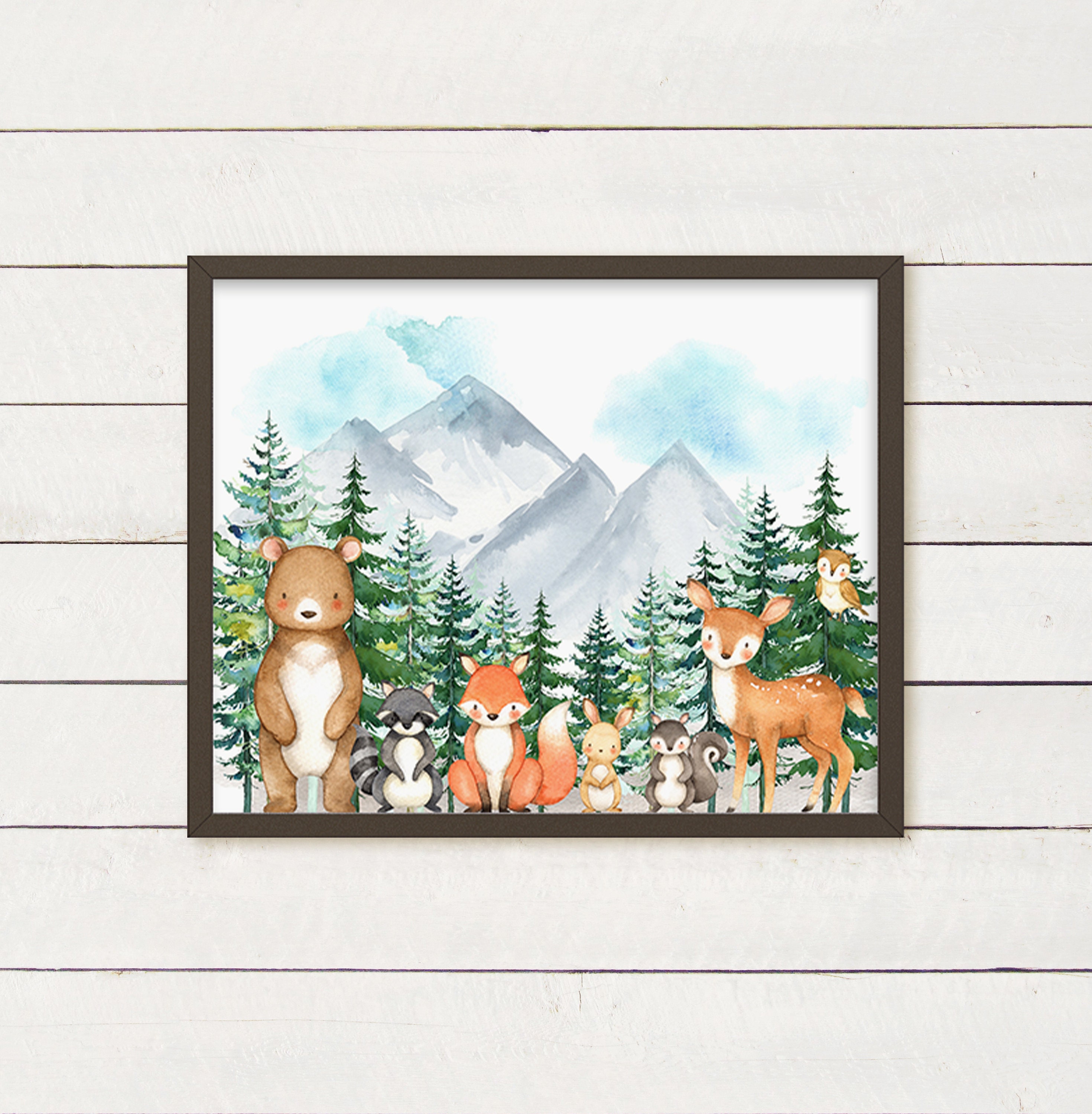 Woodland Animals Nursery Print, Baby Woodland Nursery Wall Art ...