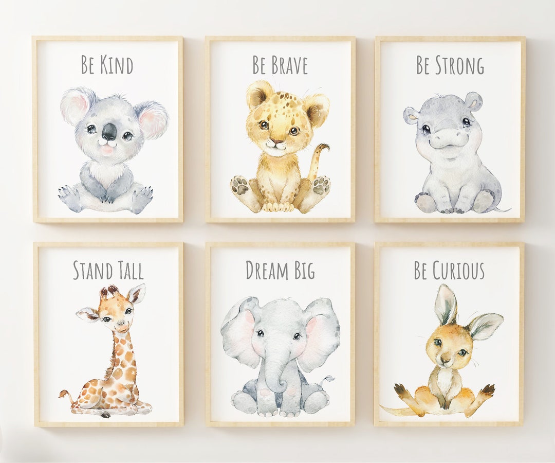 Baby Animal Prints, Baby Boy Nursery Wall Decor, Watercolor Safari ...