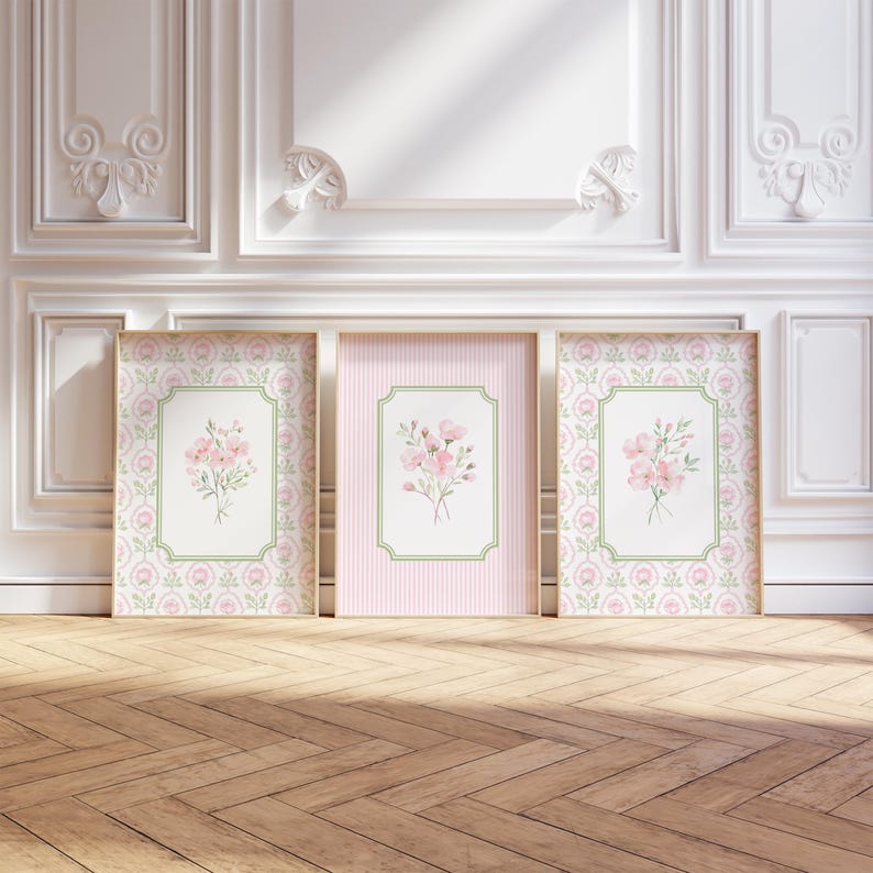 Set of 3 Floral Nursery Print, Grandmillenial Baby Girl Room Decor ...