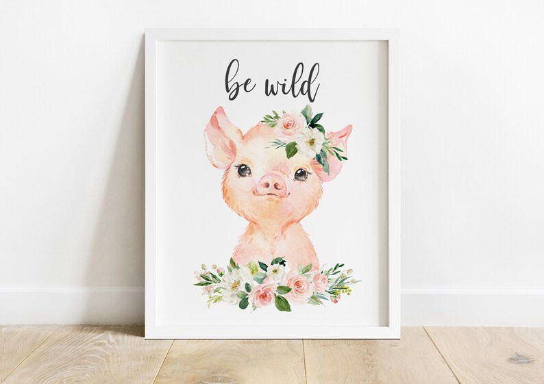 Farm Animal Prints Blush Pink Floral Nursery Baby Girl - Etsy
