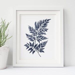 Set of 3 Fern Leaf Prints, Navy Blue Leaf Prints, Botanic Wall Prints ...