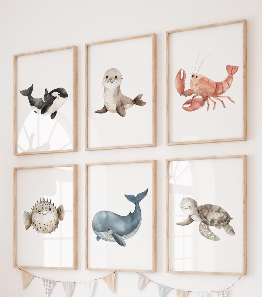 Set of 6 Under the Sea Prints, Sea Nursery Decor, Ocean Baby Animal ...