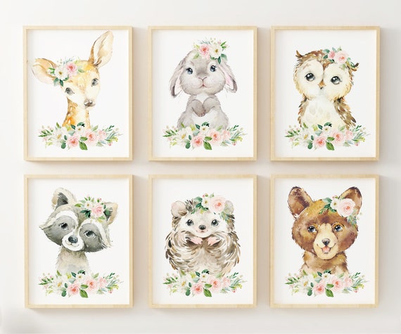 Prints Woodland Animals Nursery Wall Decor Prints 