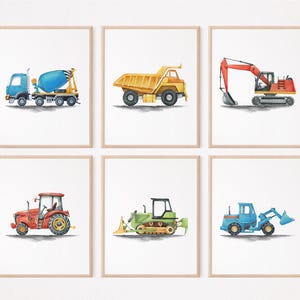 Construction Nursery Wall Art, Vehicle Nursery Decor, Kids Gallery Wall Set, Truck Wall Art, Transportation Print Nursery, Digital Download,