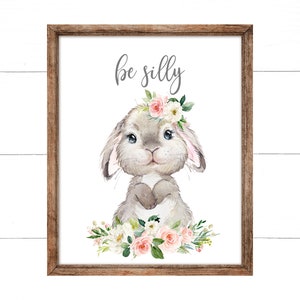 Baby Girl Pink Peach Floral Nursery Prints, Woodland Animal Wall Art ...