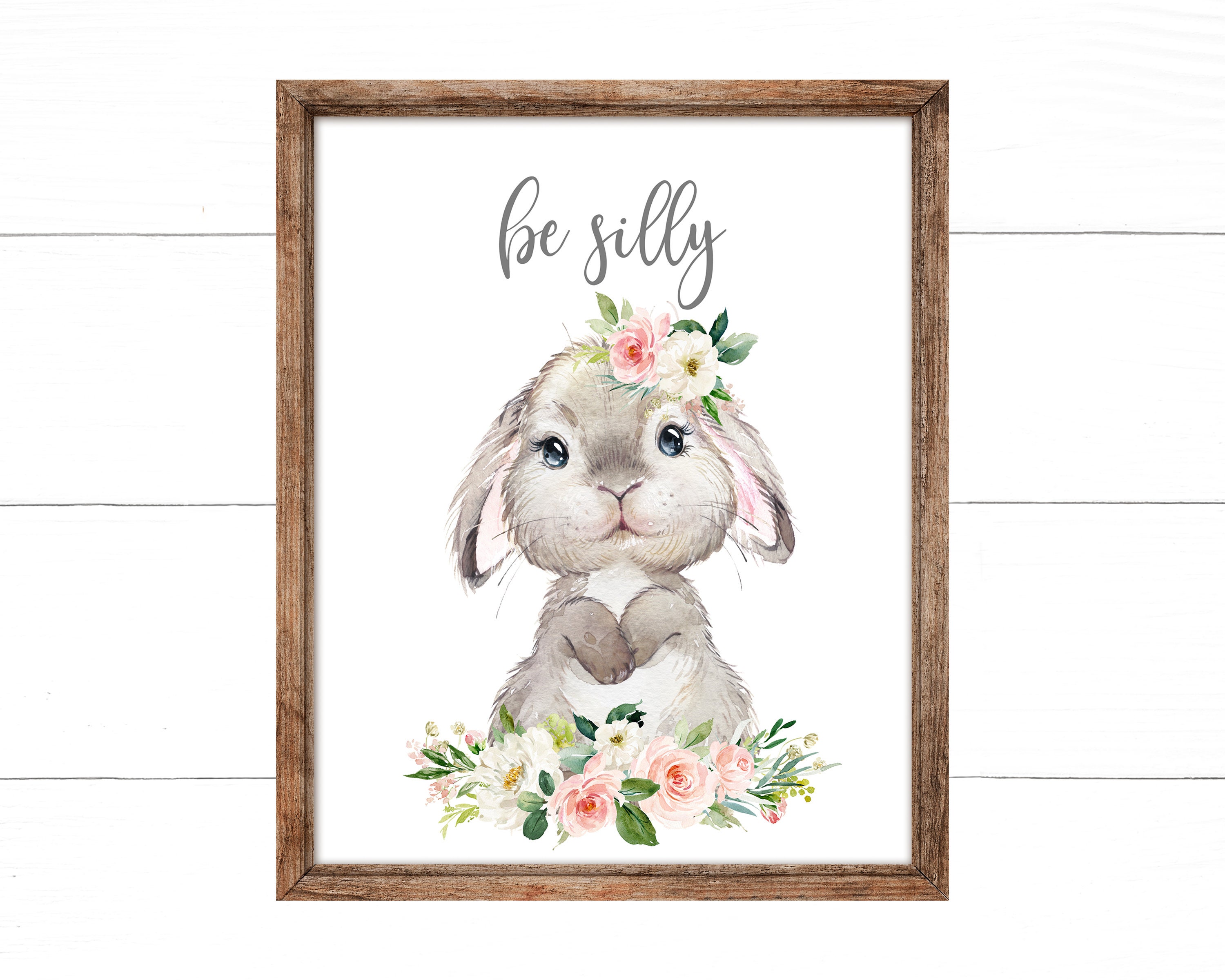 Baby Girl Pink Peach Floral Nursery Prints, Woodland Animal Wall Art ...