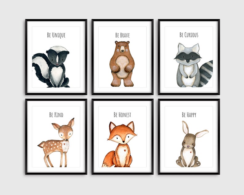 Nursery Woodland Animal Prints Boy Nursery Prints Baby Etsy