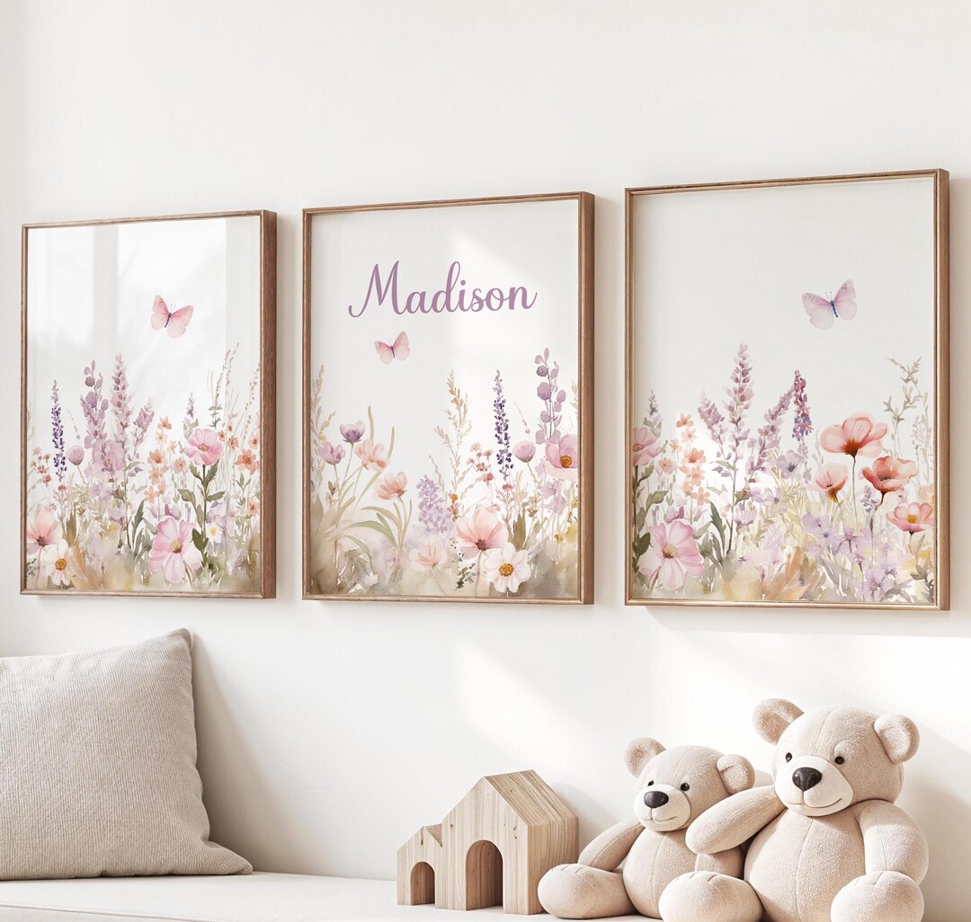 Personalized Wildflowers Prints, Floral Nursery Wall Art, Boho Baby ...