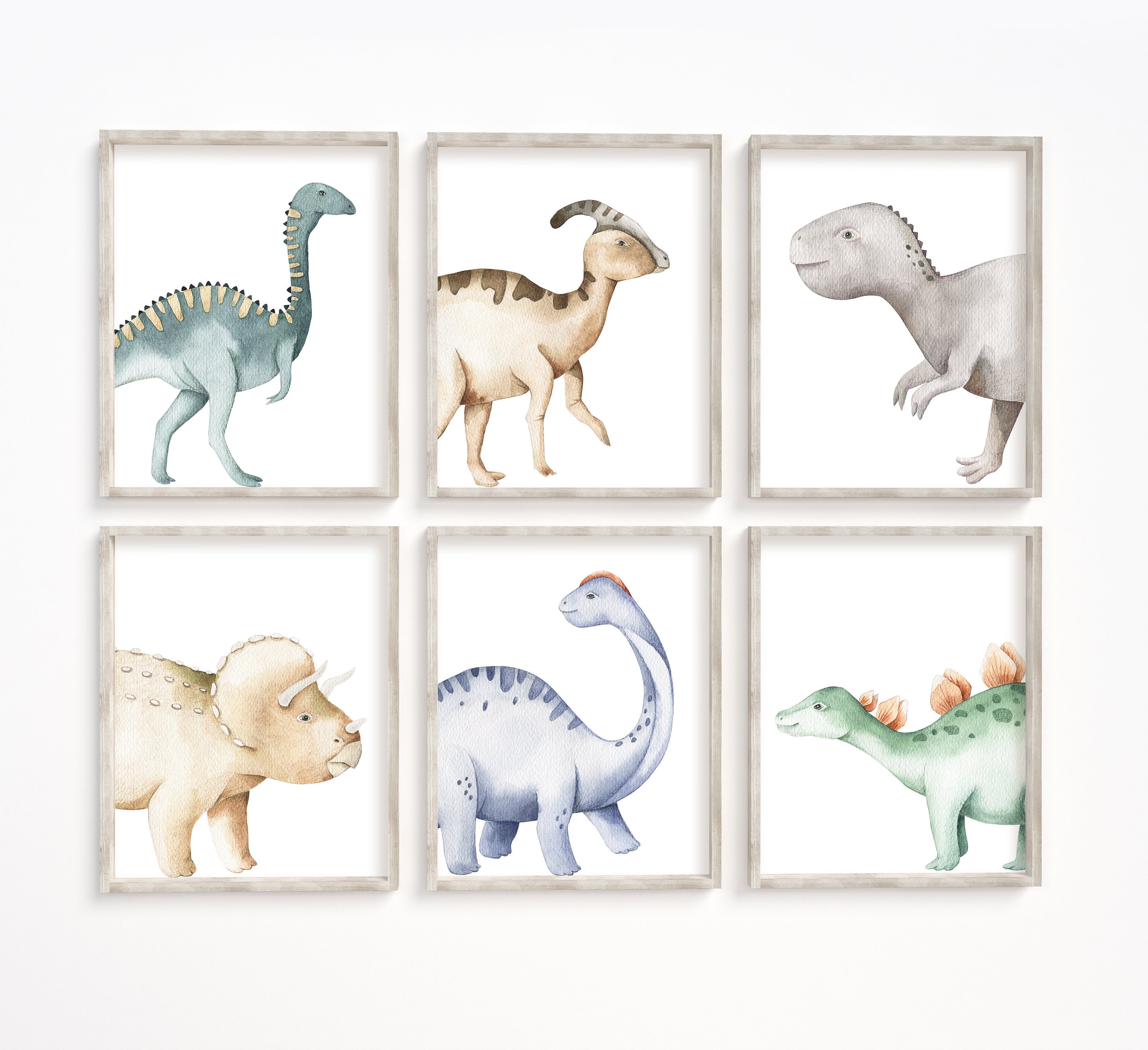 Set of 6 Boy Nursery Dinosaur Prints, Nursery Wall Art, Dinosaur Decor ...
