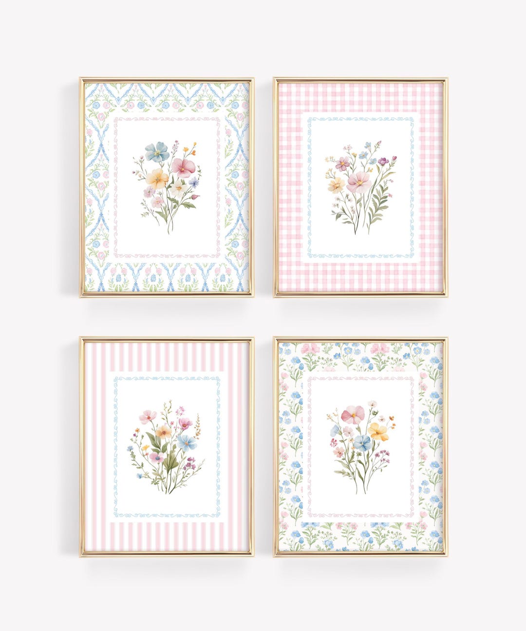 Set of 4 Wildflower Nursery Print, Grandmillenial Baby Girl Room Decor ...