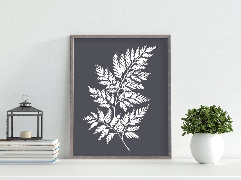 Set of 3 Fern Leaf Prints Modern Botanical Prints Gray Wall | Etsy