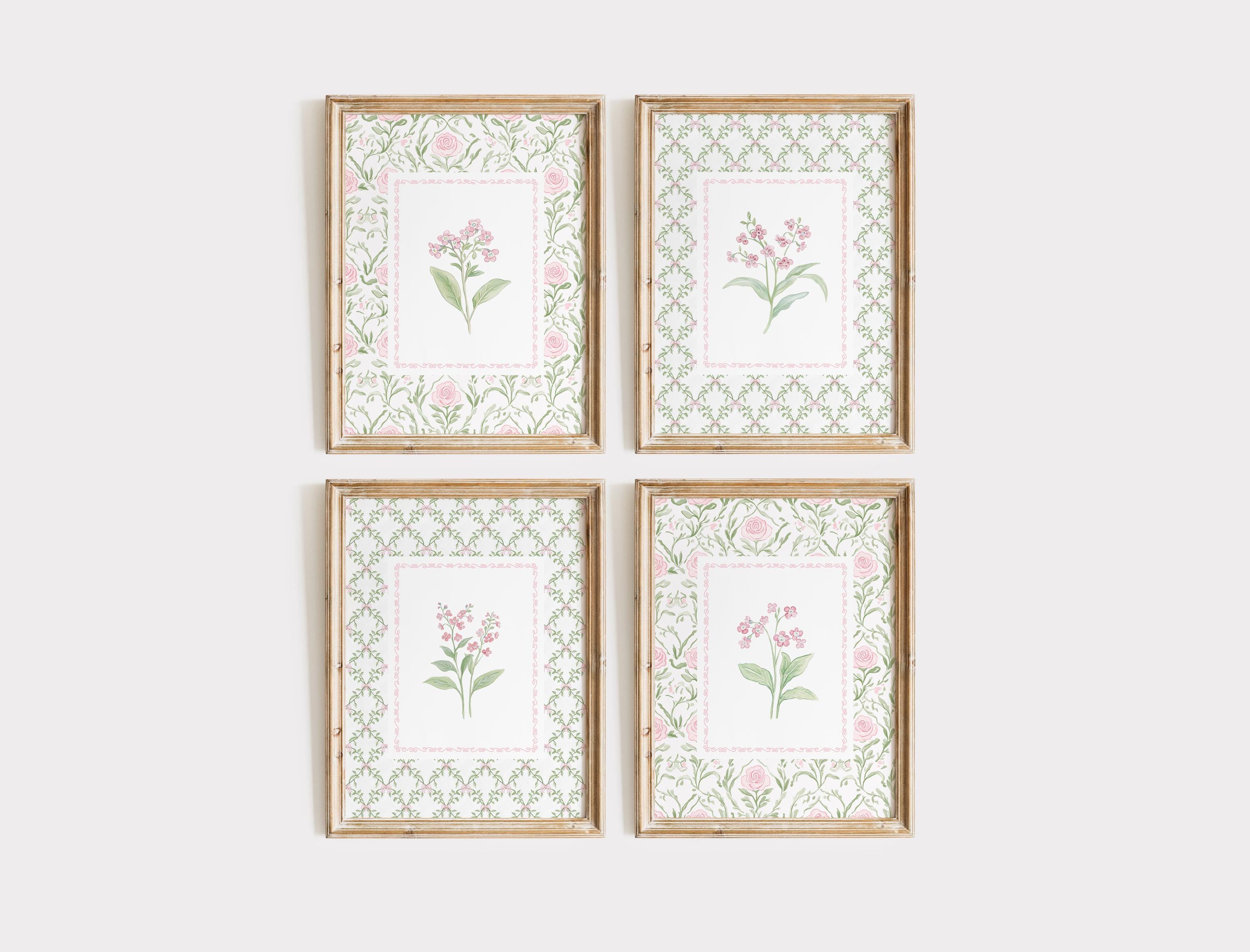 Set of 4 Floral Nursery Print, Grandmillenial Baby Girl Room Decor ...