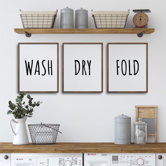Wash Dry Fold Prints Set of 3 Utility Room Prints Laundry - Etsy ...