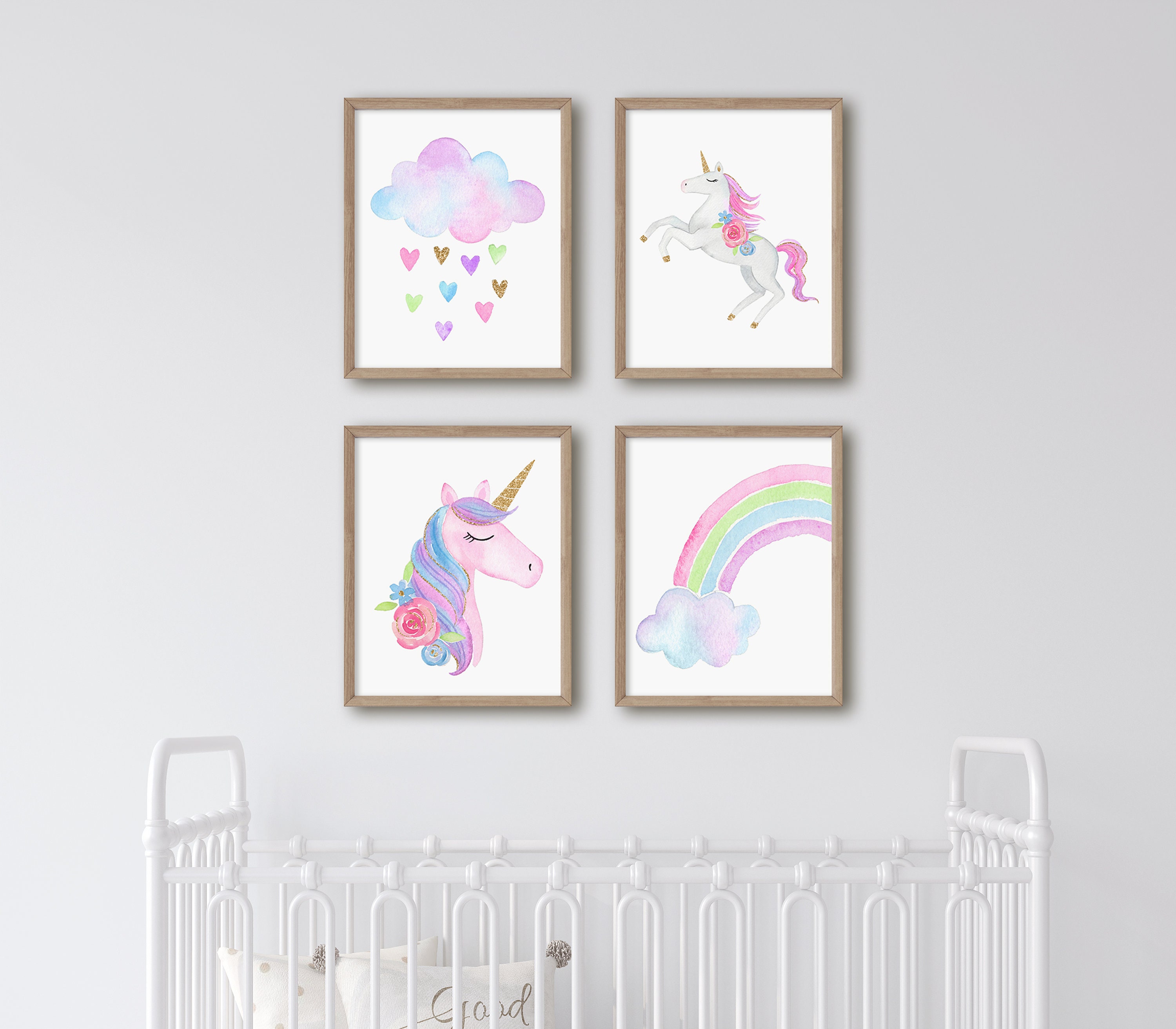 Unicorn Nursery Print Rainbow Nursery Wall Art Unicorn Wall | Etsy