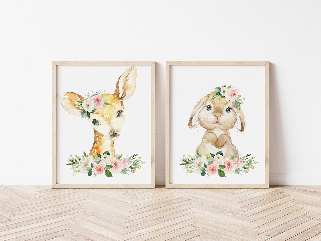 Baby Girl Nursery Wall Art, Woodland Animal Prints, Girls Room Decor ...