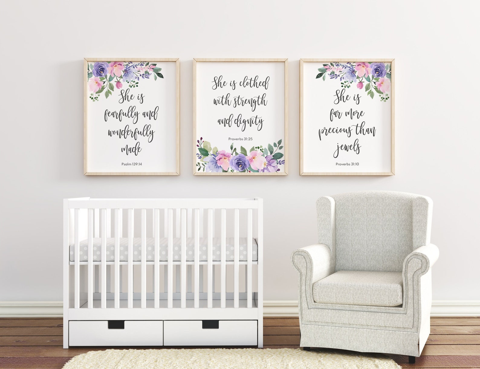 Baby Girl Nursery Bible Verses Christian Nursery Bible Print Etsy