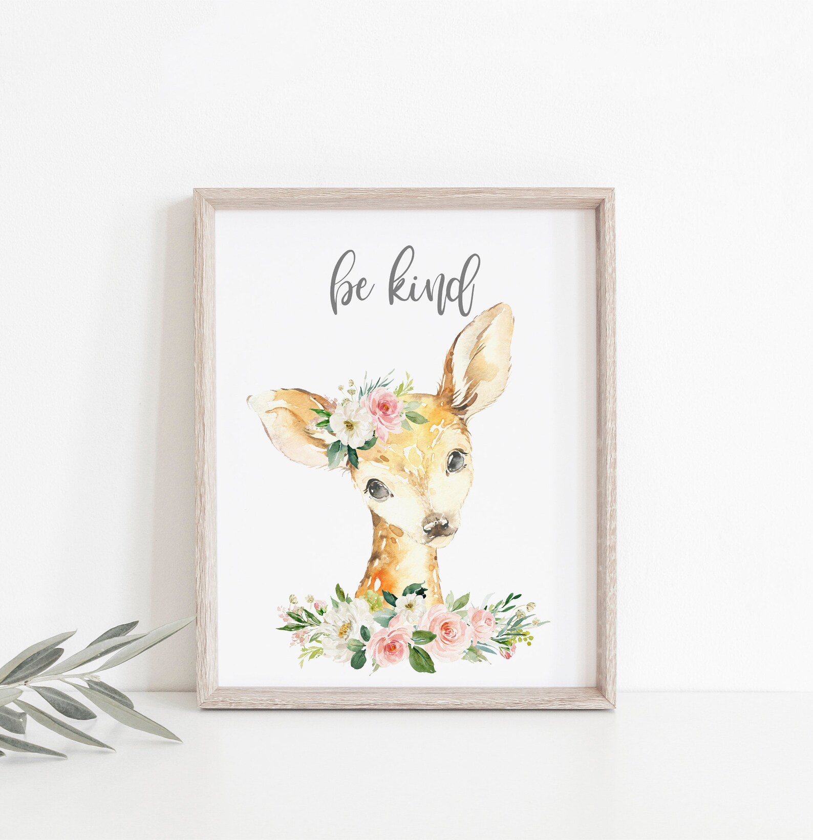 Baby Girl Pink Peach Floral Nursery Prints, Woodland Animal Wall Art ...