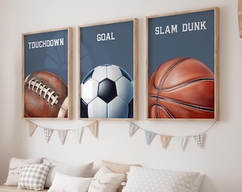 Sports Balls Gallery Wall Art, Football Baseball Basketball Decor, Nursery Sports Print Set, Sports Lover Gift, Sports Poster, Watercolor