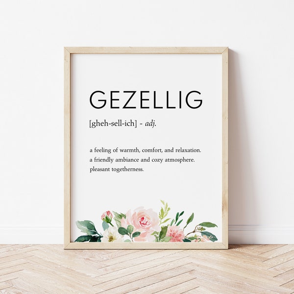 Gezellig Definition Print, Dutch Printable Art, Gezellig Dictionary Print, Dutch Word Gezellig, Gezellig Print, Cozy Home Decor, Woonkamer,