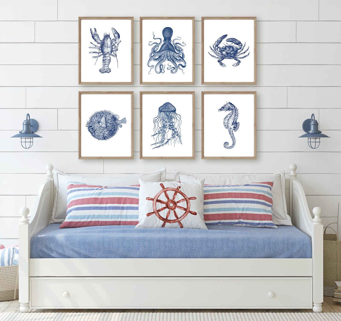 6 Beach House Wall Prints Coastal Decor Nautical Prints Etsy