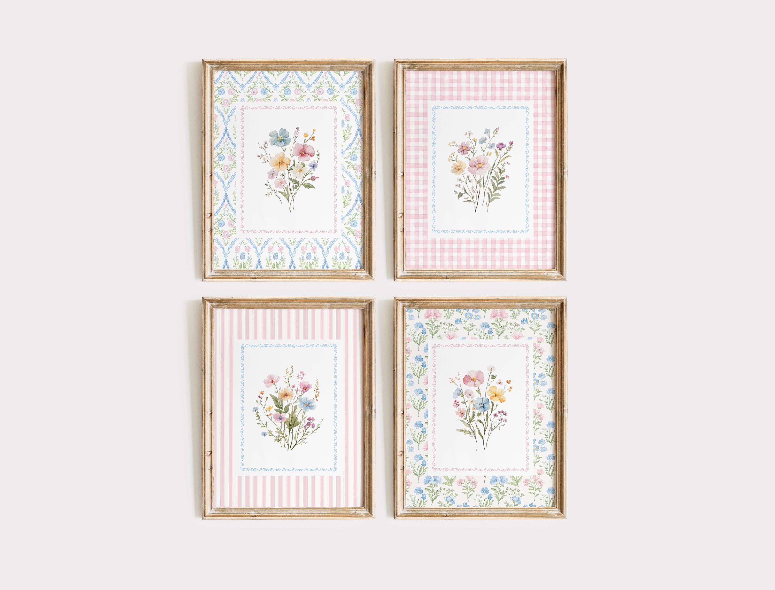 Set of 4 Wildflower Nursery Print, Grandmillenial Baby Girl Room Decor ...