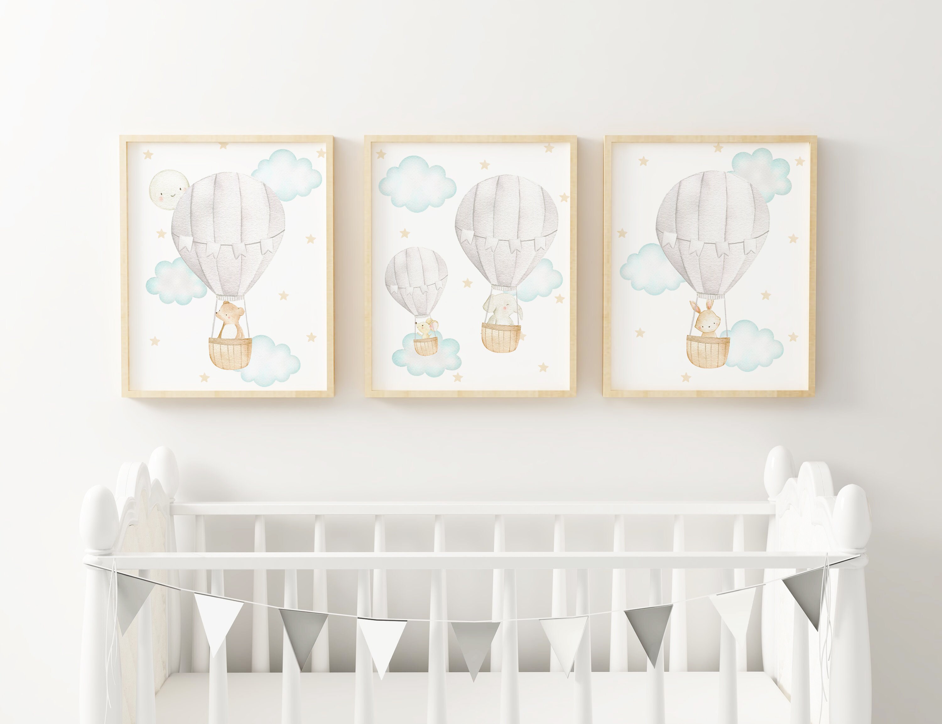 Hot Air Balloon Nursery Prints, Gender Neutral Nursery Wall Decor ...