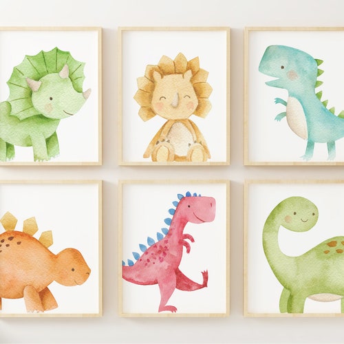 Set of 6 Dinosaur Nursery Prints Dinosaur Wall Art - Etsy