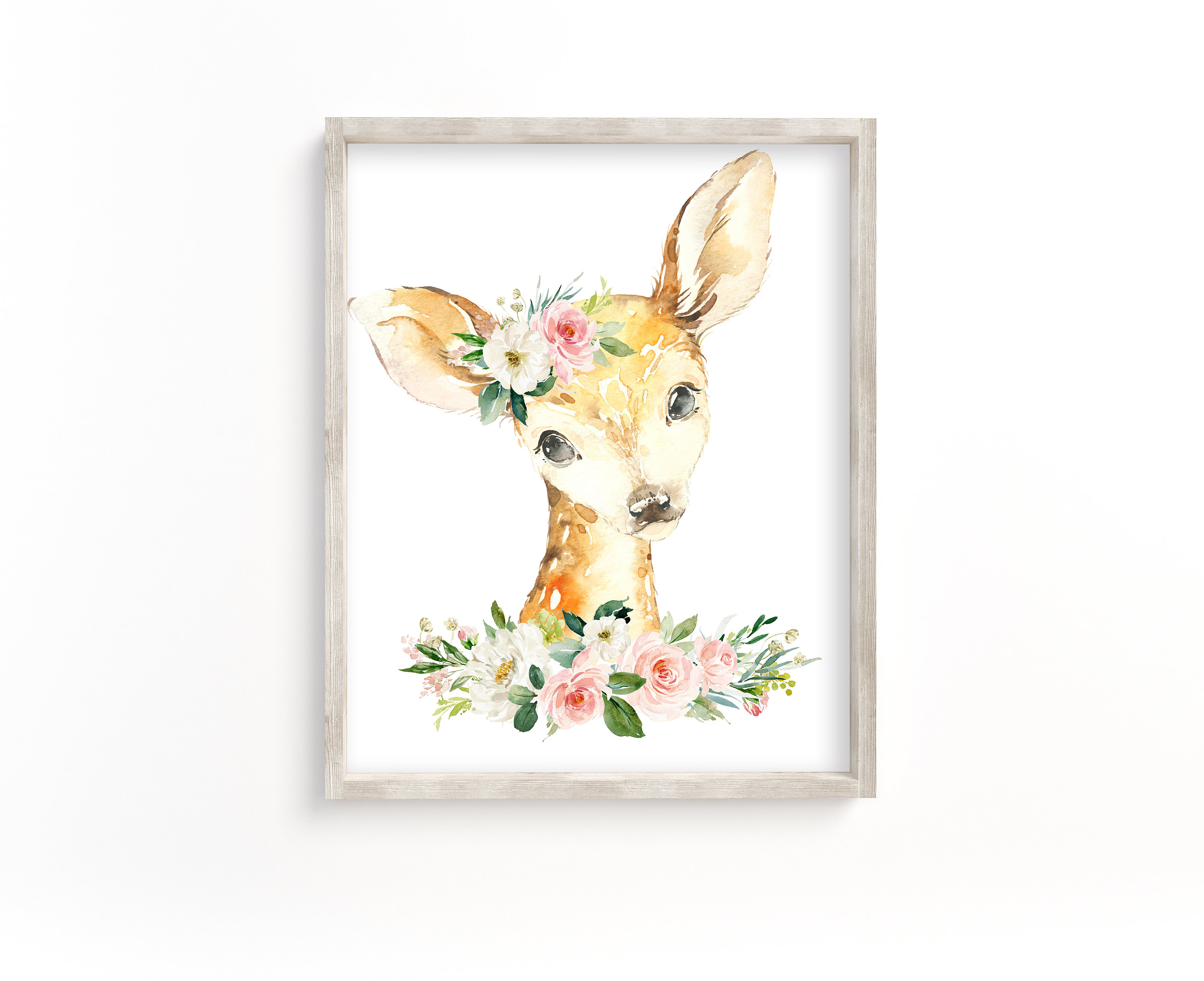 Floral Woodland Animal Prints, Baby Girl Nursery Wall Art, Girls Room ...