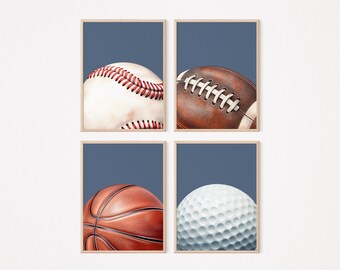 Sports Balls Gallery Wall Art, Football Baseball Basketball Golf Decor, Nursery Sports Prints, Sports Lover Gift, Sports Poster, Watercolor